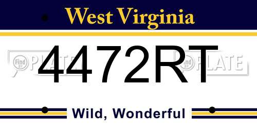 4472RT West Virginia License Plate