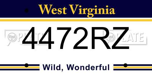 4472RZ West Virginia License Plate