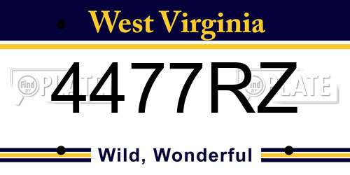4477RZ West Virginia License Plate