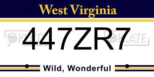 447ZR7 West Virginia License Plate