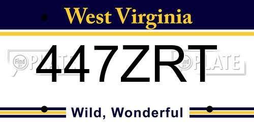 447ZRT West Virginia License Plate
