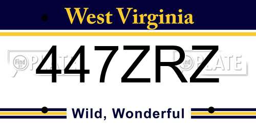 447ZRZ West Virginia License Plate