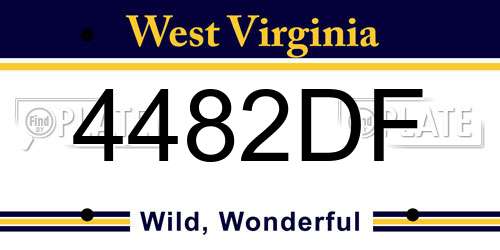 4482DF West Virginia License Plate