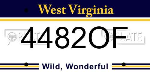 4482OF West Virginia License Plate