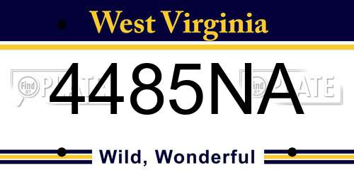 4485NA West Virginia License Plate
