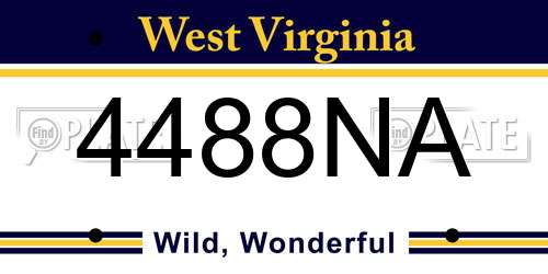 4488NA West Virginia License Plate
