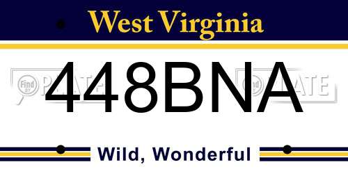 448BNA West Virginia License Plate