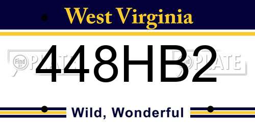 448HB2 West Virginia License Plate