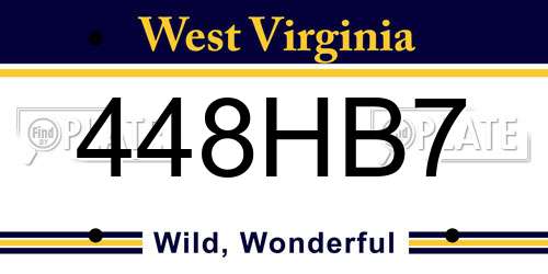 448HB7 West Virginia License Plate