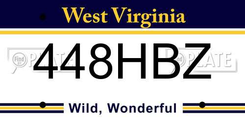 448HBZ West Virginia License Plate