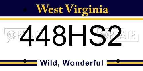 448HS2 West Virginia License Plate