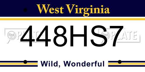 448HS7 West Virginia License Plate