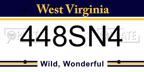 448SN4 West Virginia License Plate