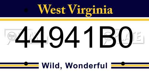 44941B0 West Virginia License Plate