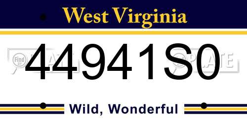 44941S0 West Virginia License Plate