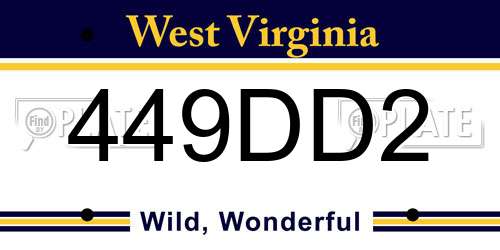 449DD2 West Virginia License Plate