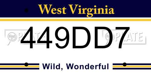 449DD7 West Virginia License Plate