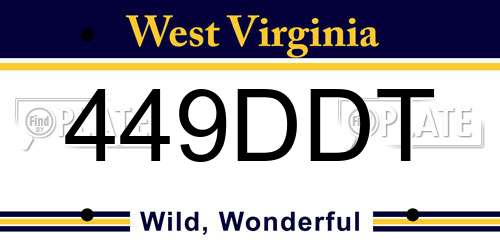 449DDT West Virginia License Plate