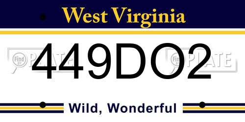 449DO2 West Virginia License Plate