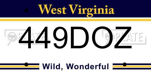 449DOZ West Virginia License Plate