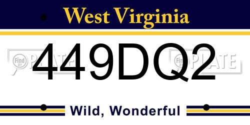 449DQ2 West Virginia License Plate