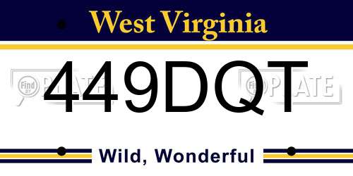 449DQT West Virginia License Plate