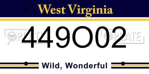 449O02 West Virginia License Plate