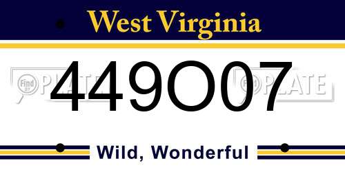 449O07 West Virginia License Plate