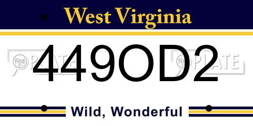 449OD2 West Virginia License Plate