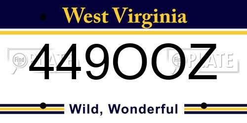 449OOZ West Virginia License Plate