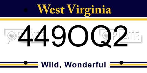 449OQ2 West Virginia License Plate