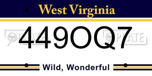 449OQ7 West Virginia License Plate