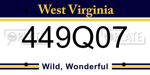 449Q07 West Virginia License Plate