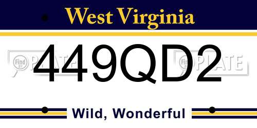 449QD2 West Virginia License Plate