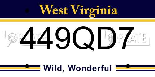 449QD7 West Virginia License Plate