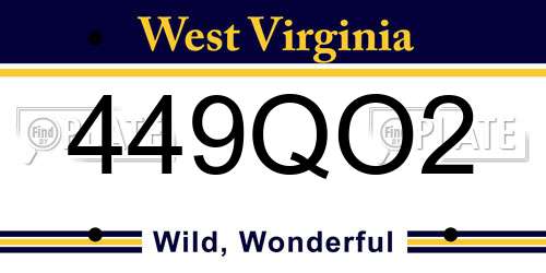 449QO2 West Virginia License Plate