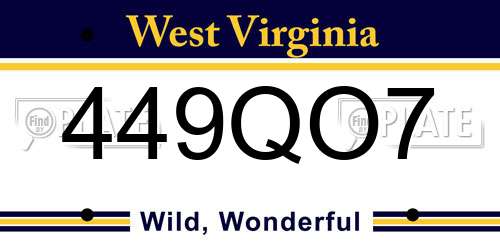 449QO7 West Virginia License Plate