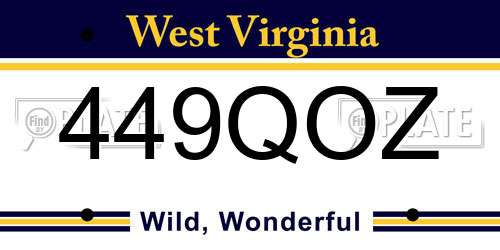 449QOZ West Virginia License Plate
