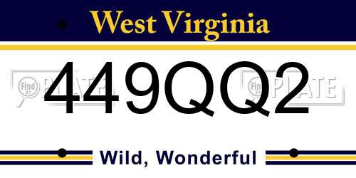 449QQ2 West Virginia License Plate