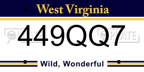 449QQ7 West Virginia License Plate