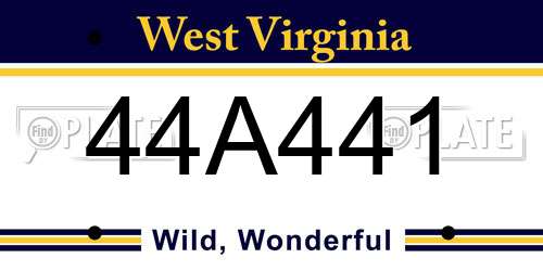 44A441 West Virginia License Plate