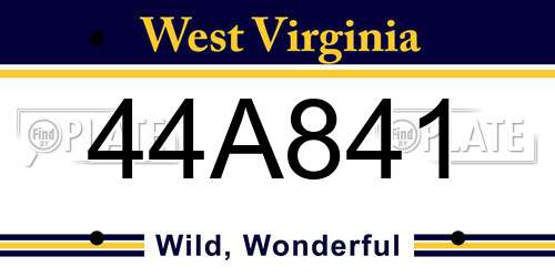 44A841 West Virginia License Plate
