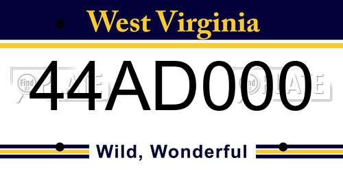 44AD000 West Virginia License Plate