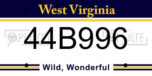 44B996 West Virginia License Plate