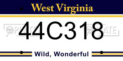 44C318 West Virginia License Plate