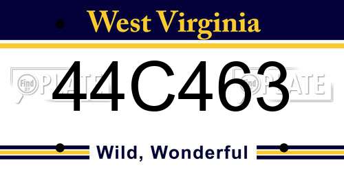 44C463 West Virginia License Plate
