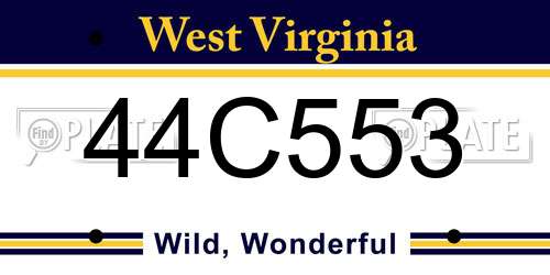 44C553 West Virginia License Plate