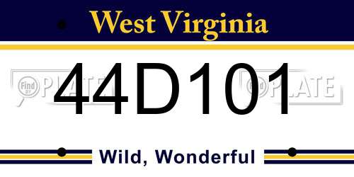 44D101 West Virginia License Plate