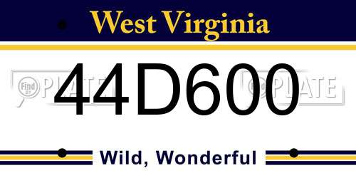 44D600 West Virginia License Plate