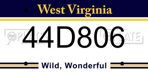 44D806 West Virginia License Plate